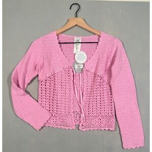 Charabia Paris Pink Handmade Crochet Cotton Cardigan Sweater‎ 18M